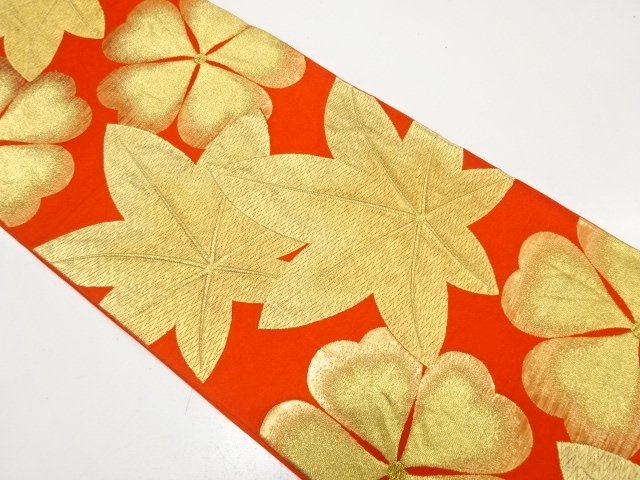 アンティーク　楓に花模様織り出し袋帯（材料）